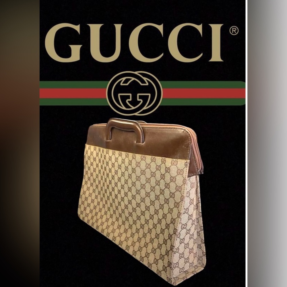 Iconic Gucci Unisex GG Supreme Briefcase in Brown and Tan ( Limited Edition ❤️)